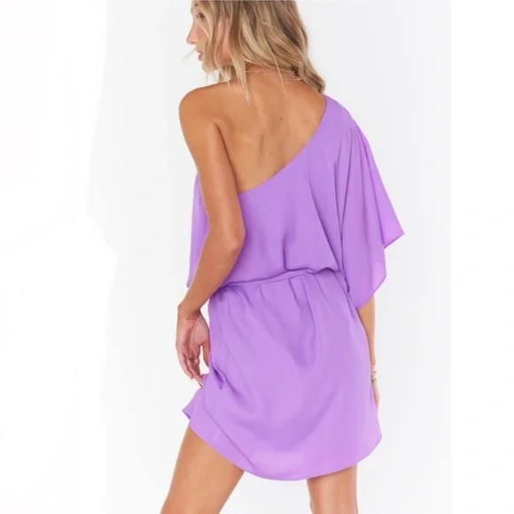 Show Me Your Mumu Trish One Shoulder Mini Dress Size Small Purple - Picture 6 of 6